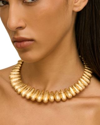 Allegra Foiled Wood Choker Necklace, 14.5"