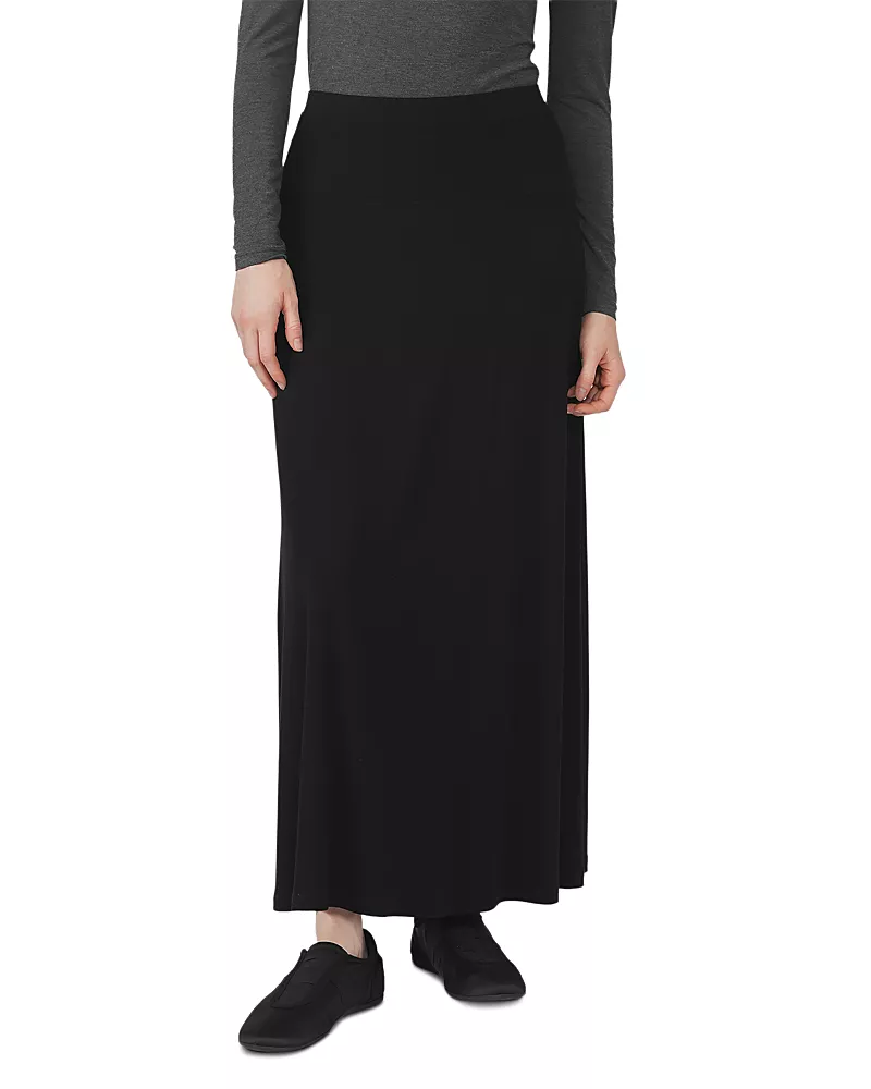 Point Ribbed Maxi Skirt