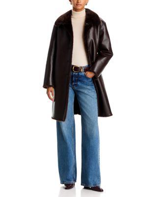Evangeline08 Reversible Faux Fur and Faux Leather Coat