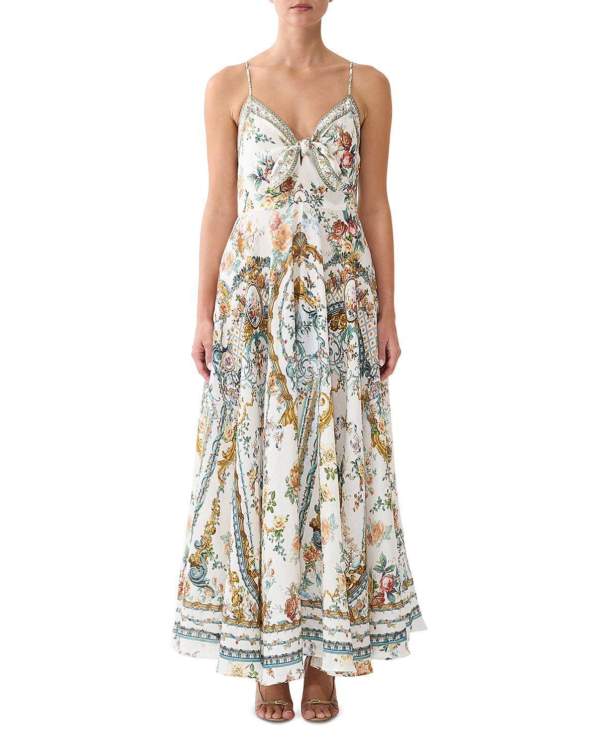 Camilla Linen Tie Front Maxi Dress