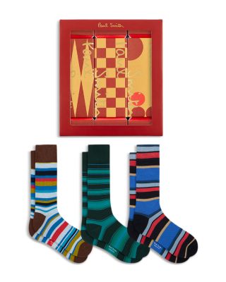 Striped Cotton Blend Socks, Pack of 3