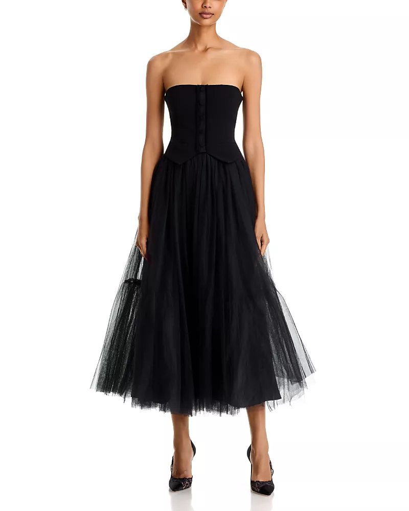 Cinq a Sept Lunelle Strapless Midi Dress