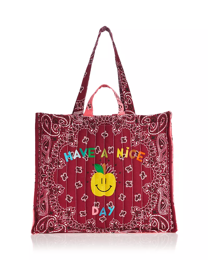 Call It By Your Name Nice Day Quilted Embroidered Cotton Tote