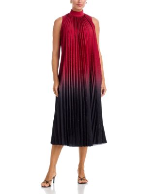 Mock Neck Pleated Sleeveless Dress