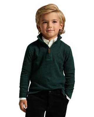 Boys' Plaid Estate Rib Quarter Zip Cotton Pullover - Little Kid