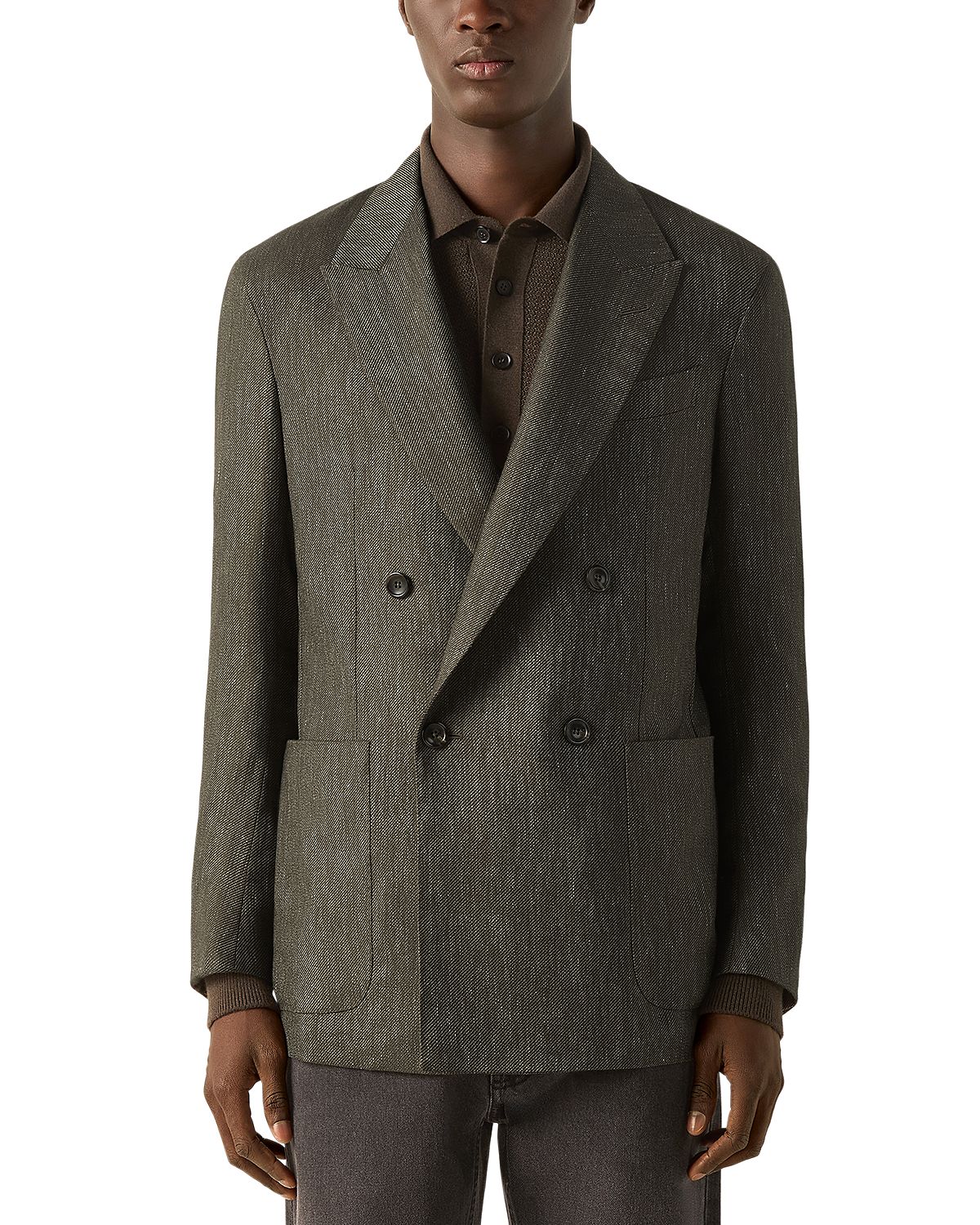 Zegna Cashmere, Silk & Linen Double Breasted Jacket
