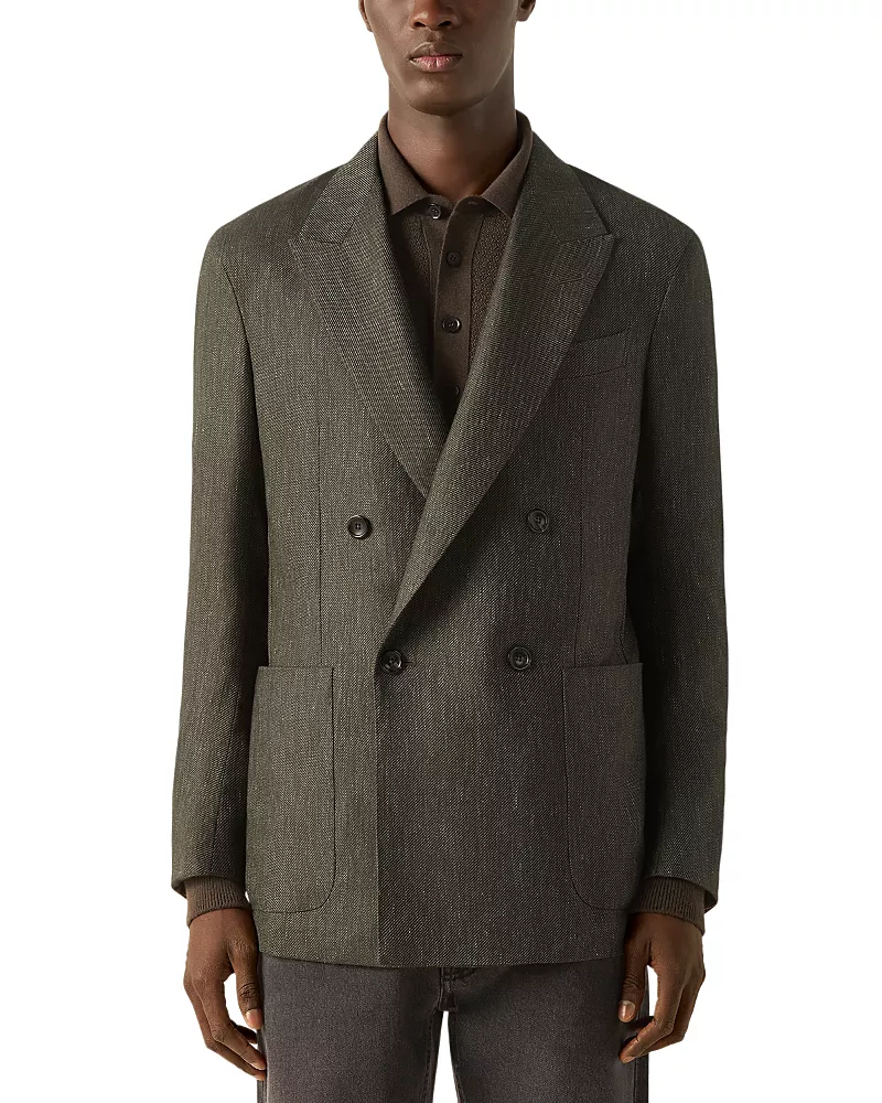 Zegna Cashmere, Silk & Linen Double Breasted Jacket