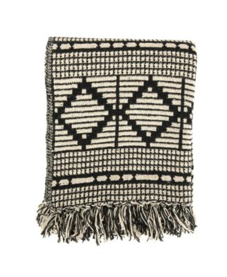  Soft Cotton Blend Throw with Diamond Pattern