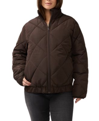 Ingrid & Isabel Expandable Raglan Maternity Puffer Jacket In Brown