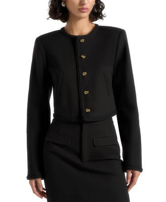 Madeline Cropped Tailored Jacket with Braided Trim