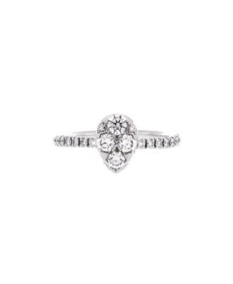 Pre-Owned Cartier Etincelle de Cartier Solitaire Ring 18K White Gold with Pear Cut Diamond and Pave Diamond