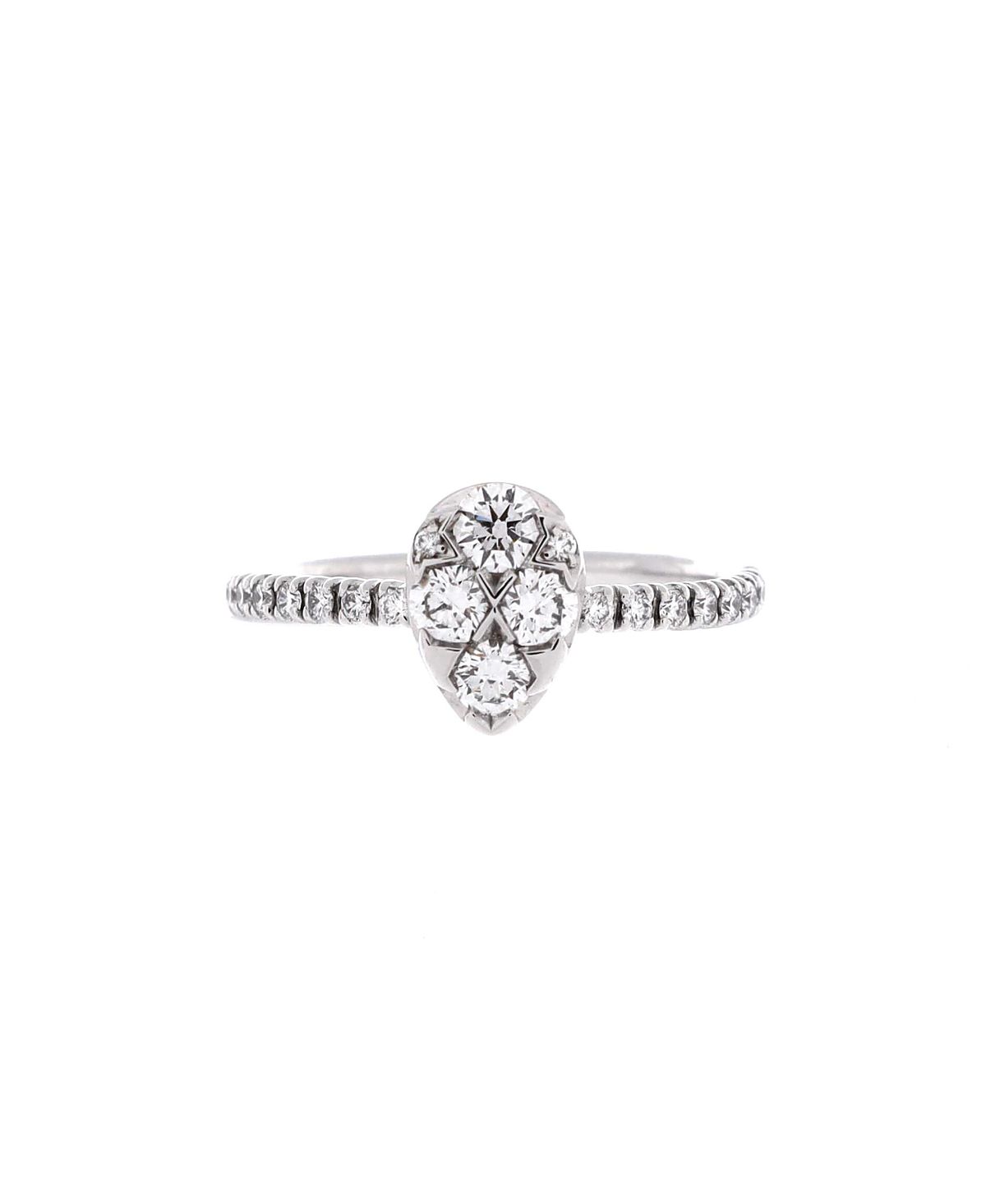 Pre-Owned Cartier Etincelle de Cartier Solitaire Ring 18K White Gold with Pear Cut Diamond and Pave Diamond