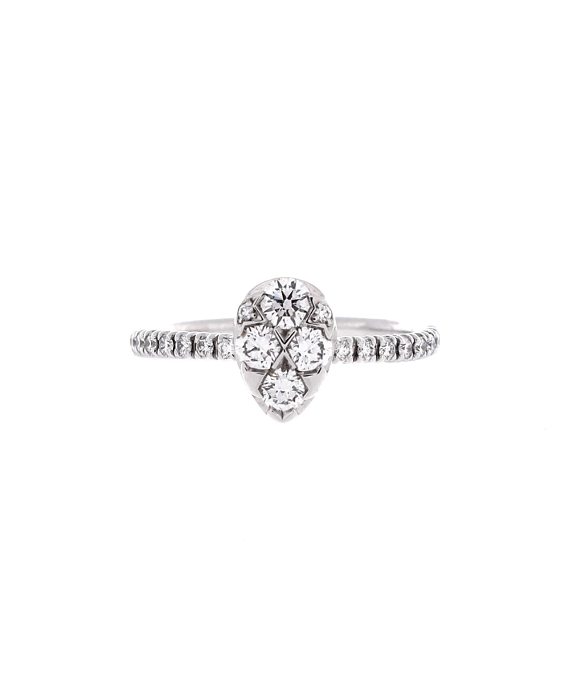 Pre-Owned Cartier Etincelle de Cartier Solitaire Ring 18K White Gold with Pear Cut Diamond and Pave Diamond