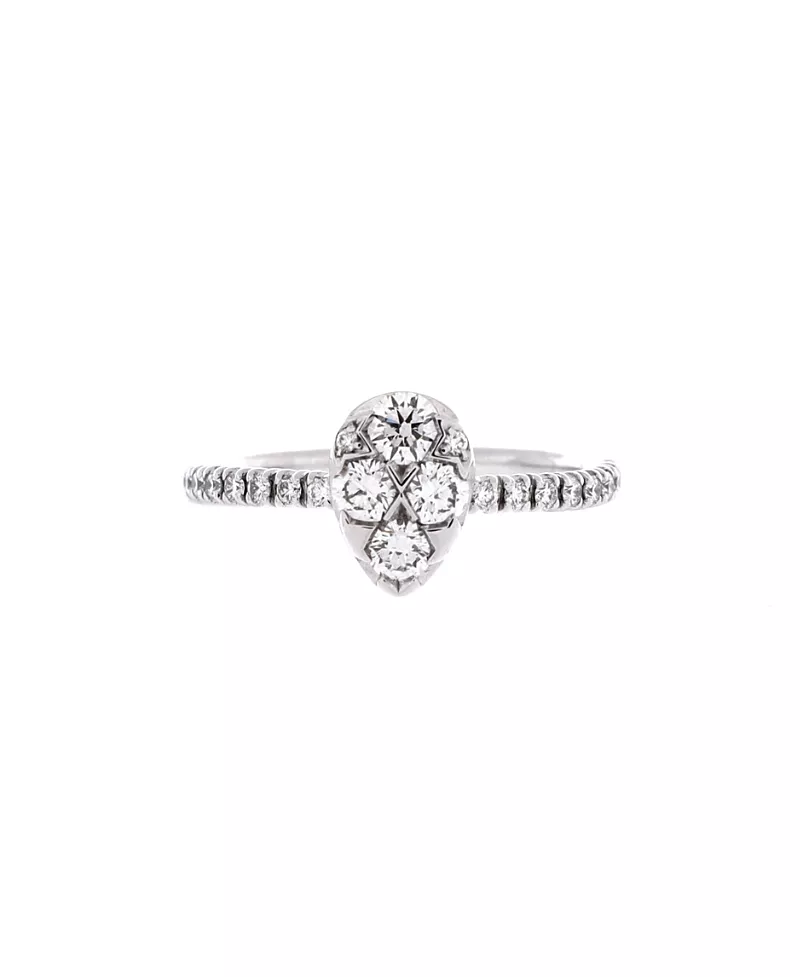 Pre-Owned Cartier Etincelle de Cartier Solitaire Ring 18K White Gold with Pear Cut Diamond and Pave Diamond