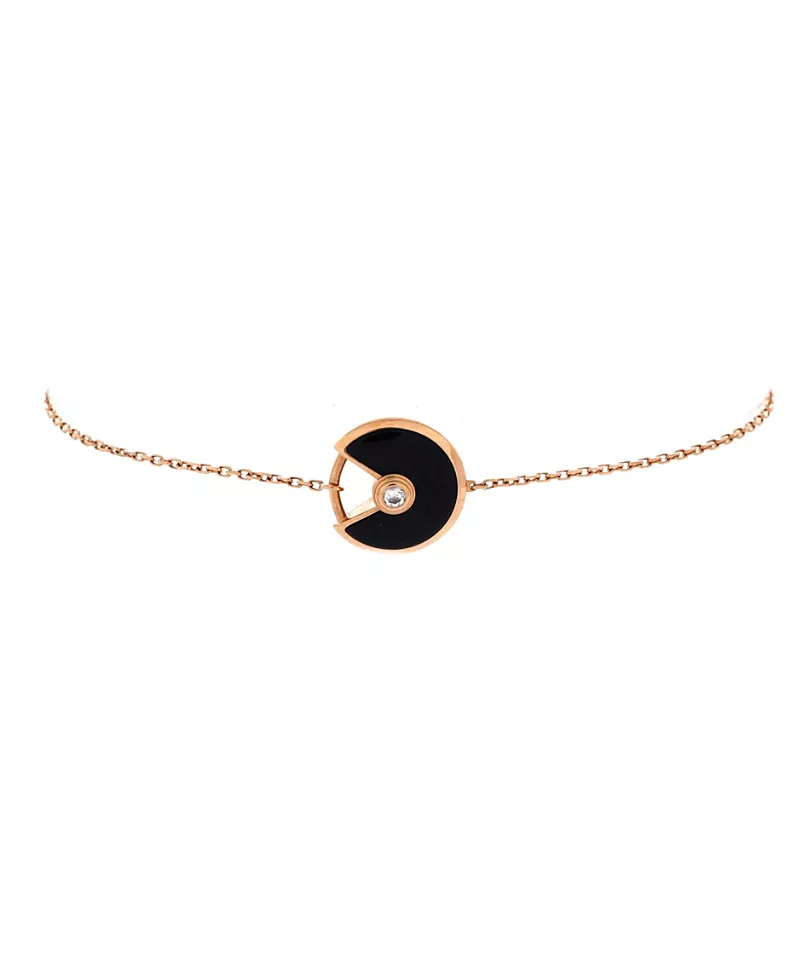 Pre-Owned Cartier Xs Amulette de Cartier Bracelet 18K Rose Gold with Diamond and Onyx