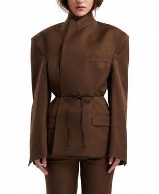 Tight Waist Blazer with Leather Belt