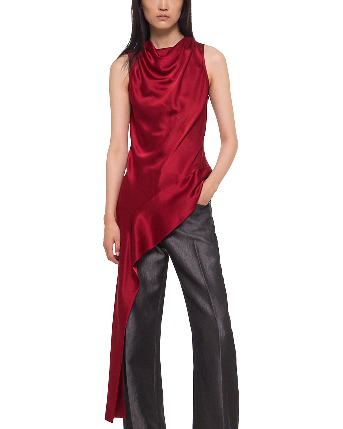 Helmut Lang Silk Draped Sash Top