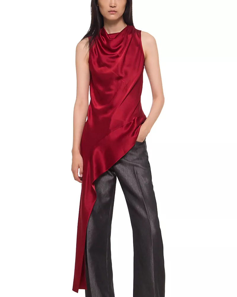 Helmut Lang Silk Draped Sash Top