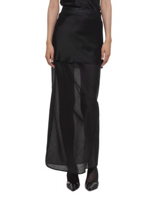 Semi Sheer Panel Maxi Skirt