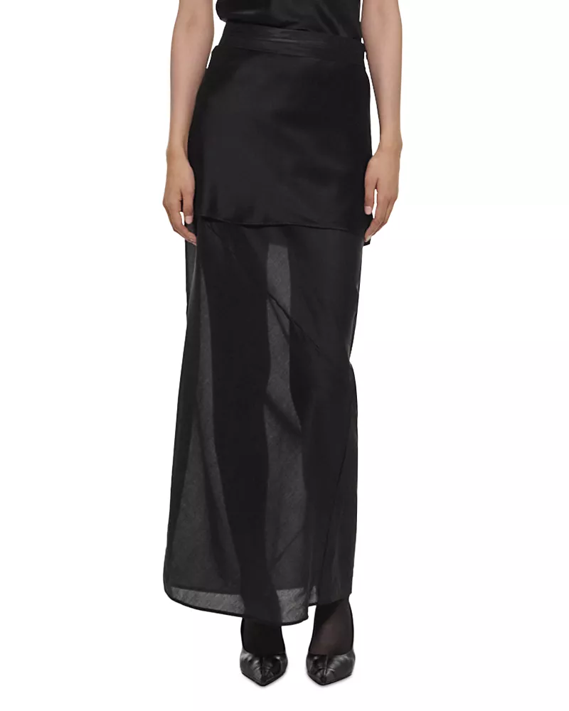 Helmut Lang Semi Sheer Panel Maxi Skirt