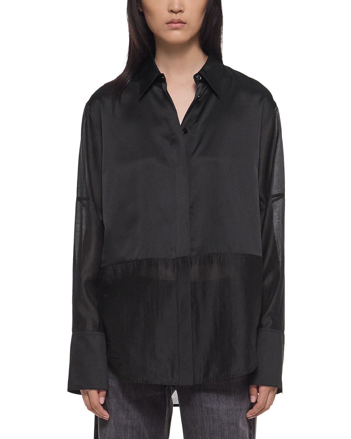 Helmut Lang Silk Semi Sheer Shirt