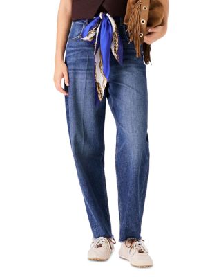 High Rise Barrel Leg Jeans in Blue