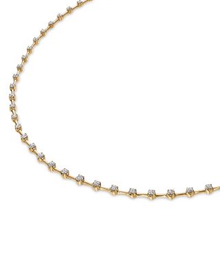18K Yellow Gold Cascade Diamond Station Line Collar Necklace, 2.6 tcw