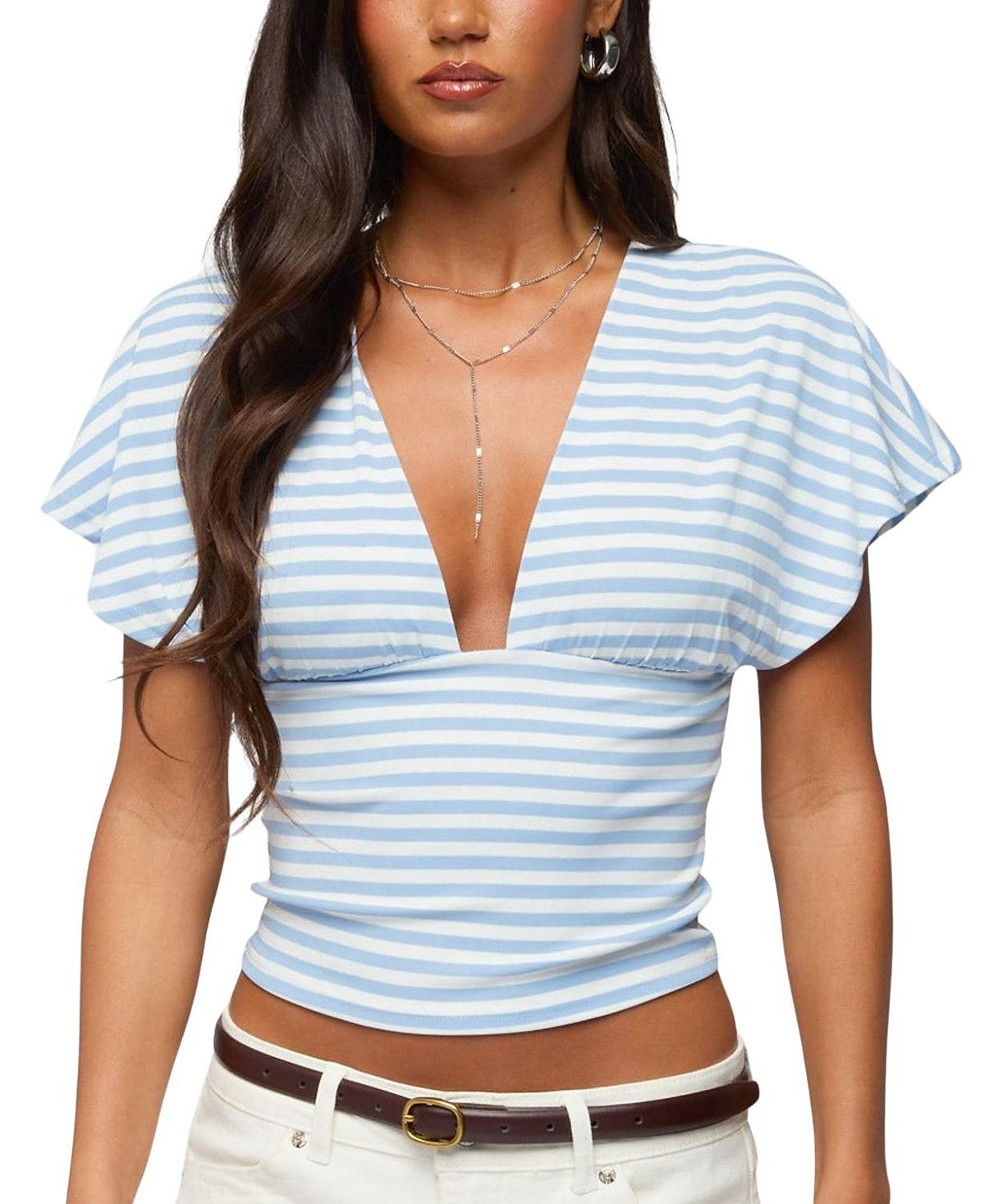 Edikted Chassidy Striped Flutter Top
