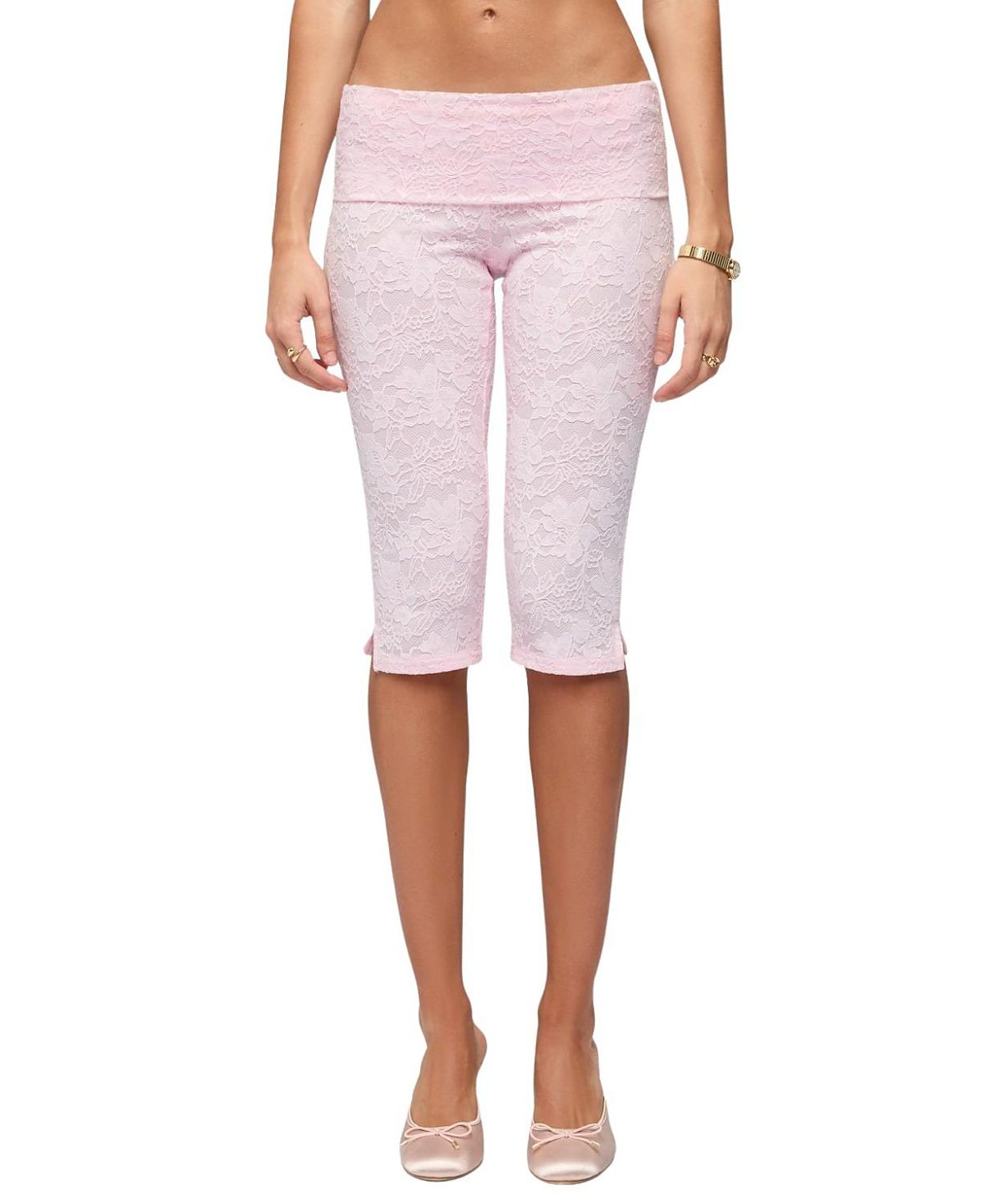 Edikted Talisa Foldover Lace Capri Leggings