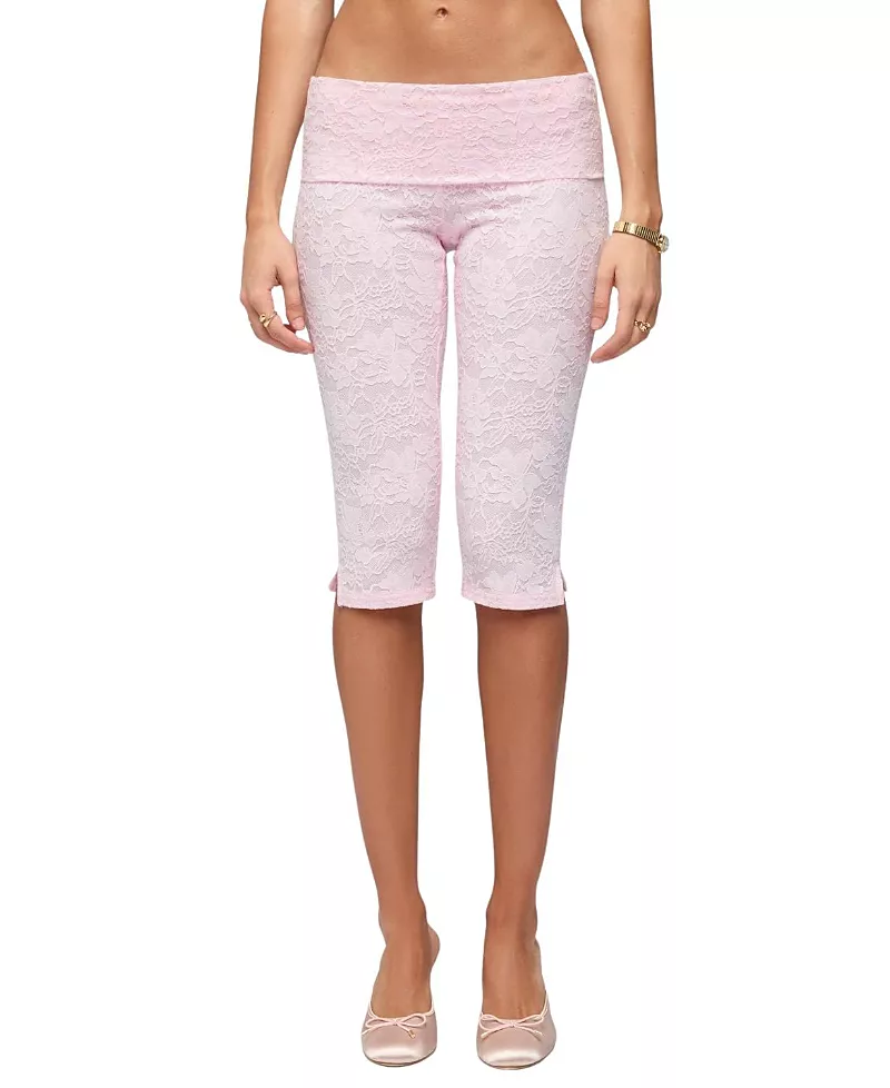 Edikted Talisa Foldover Lace Capri Leggings