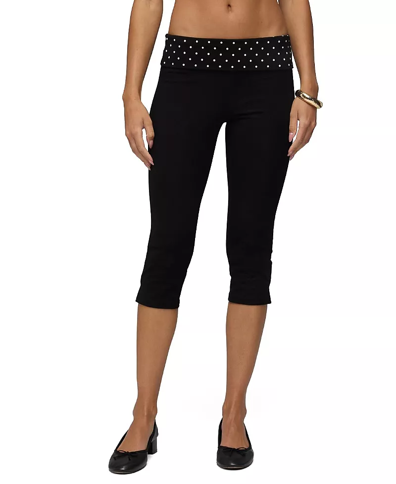 Edikted Genni Polka Dot Foldover Capri Pants