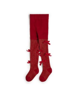 Girls' Shimmer Velvet Mini Bow Tights - Baby, Little Kid