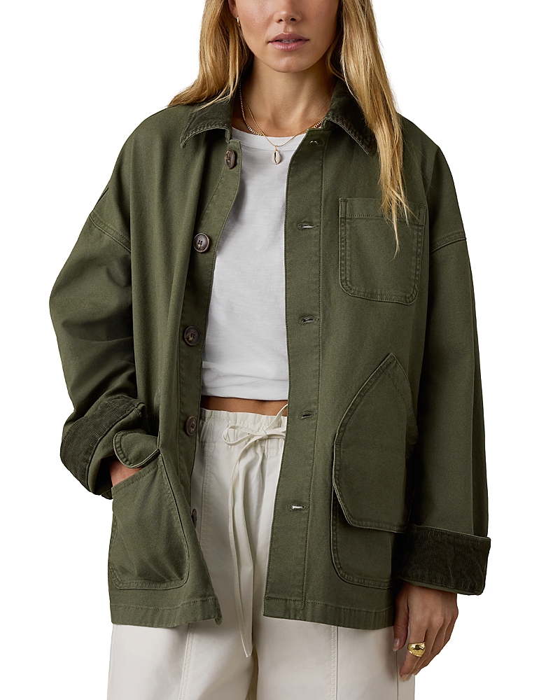 Faherty Sunwashed Canvas Barn Jacket In Olive Night