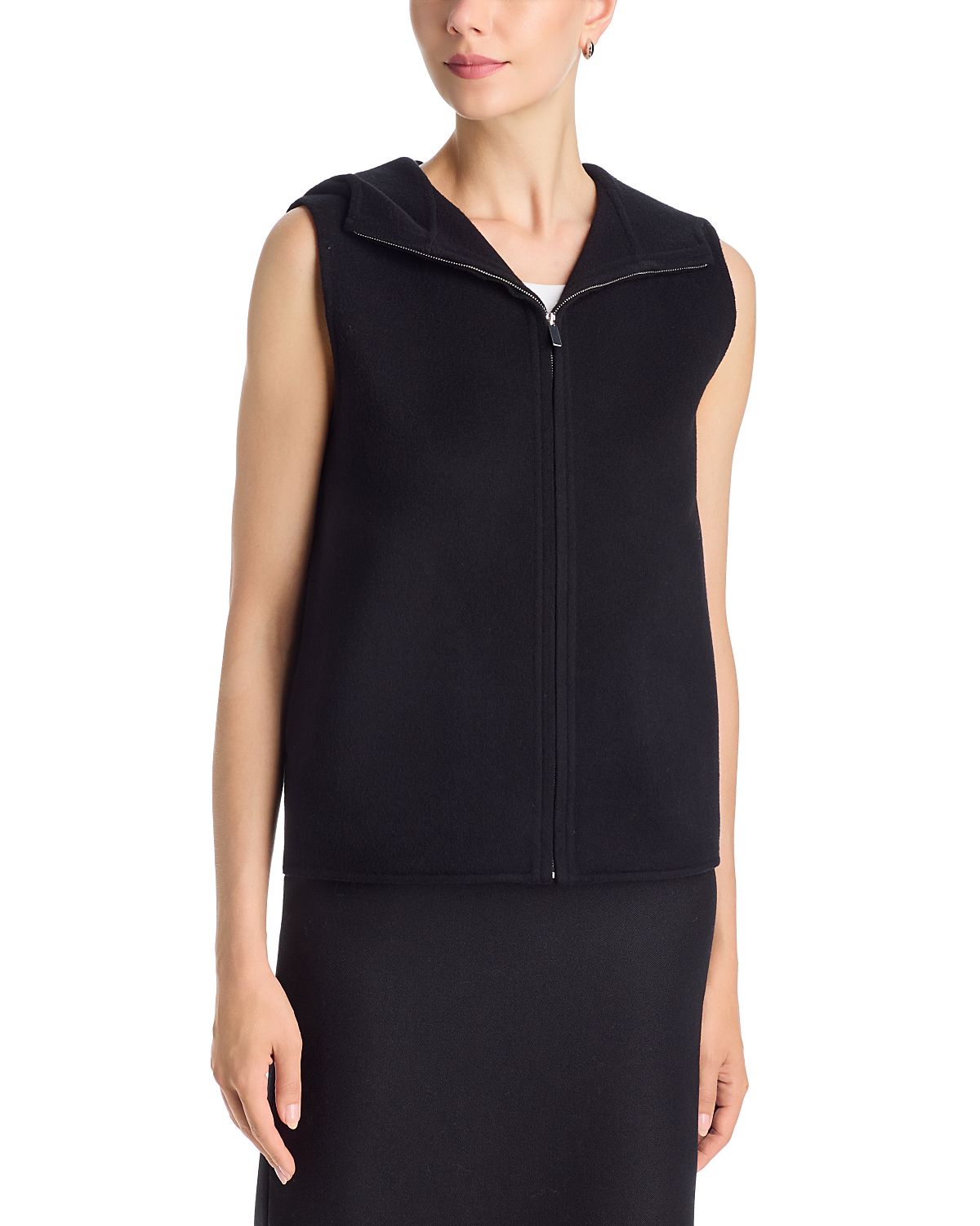 Theory Wool Blend High Collar Zipper Vest