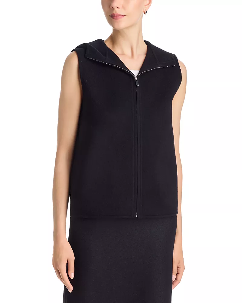 Theory Wool Blend High Collar Zipper Vest