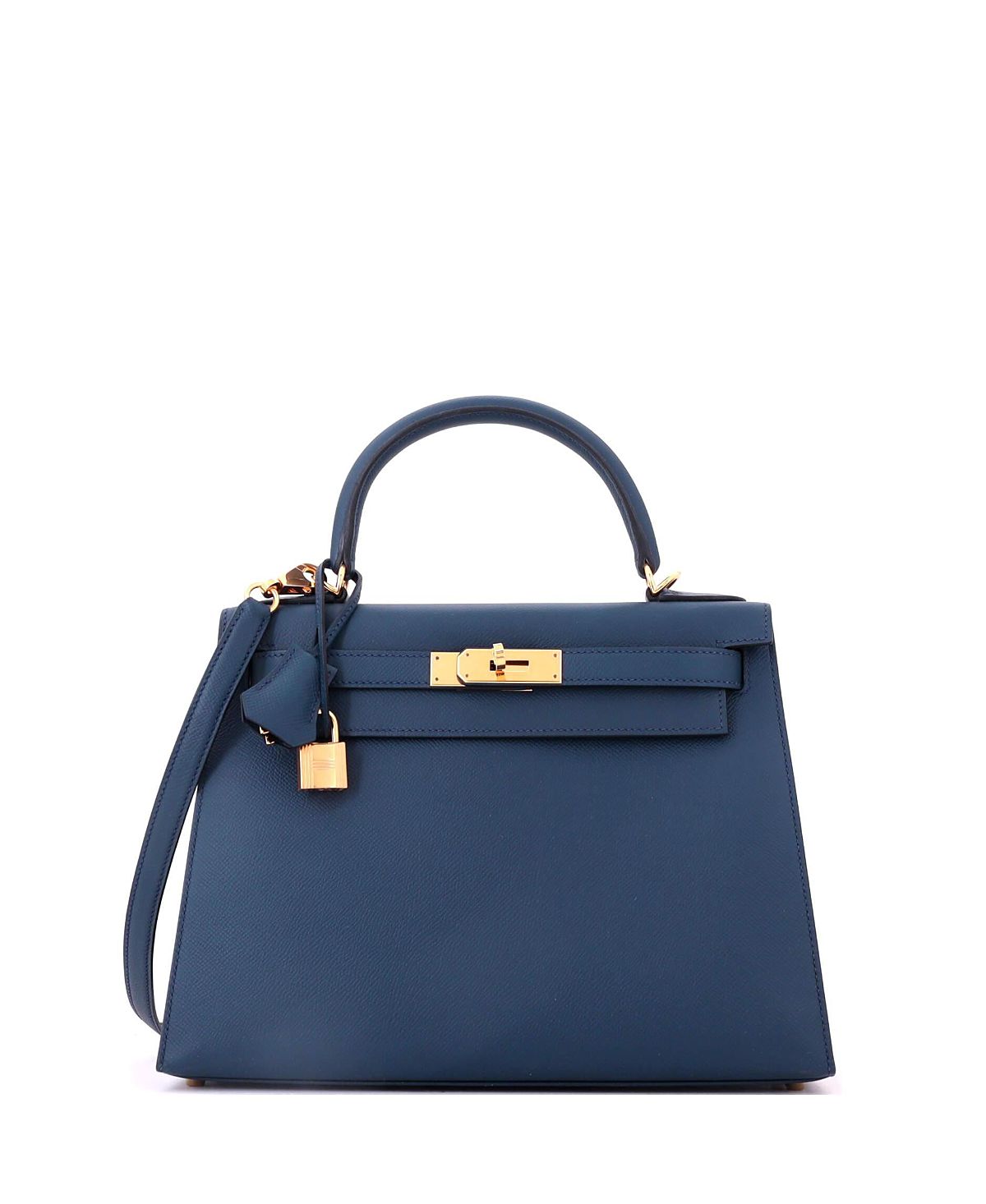 Pre-Owned HERMES Kelly 28 Epsom Leather Satchel with Gold Tone Hardware