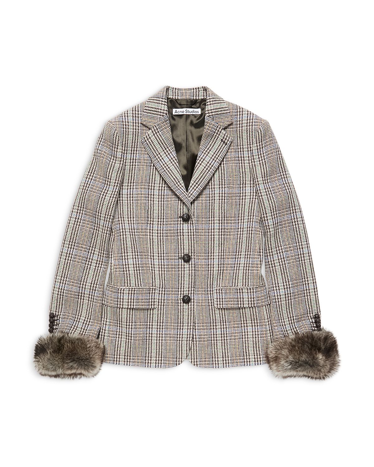 Acne Studios Wool Blend Shearling Cuff Blazer