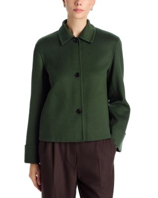 Double Face Wool Blend Boxy Cuff Jacket - thumbnail 3
