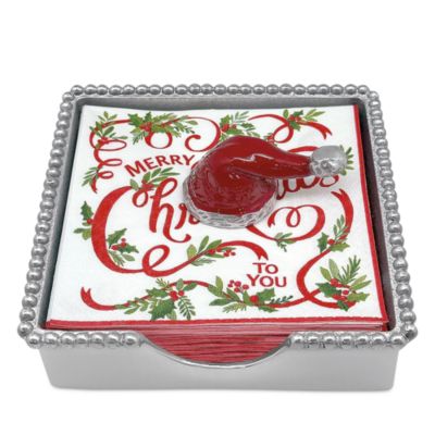 Red Santa Hat Beaded Napkin Box Set