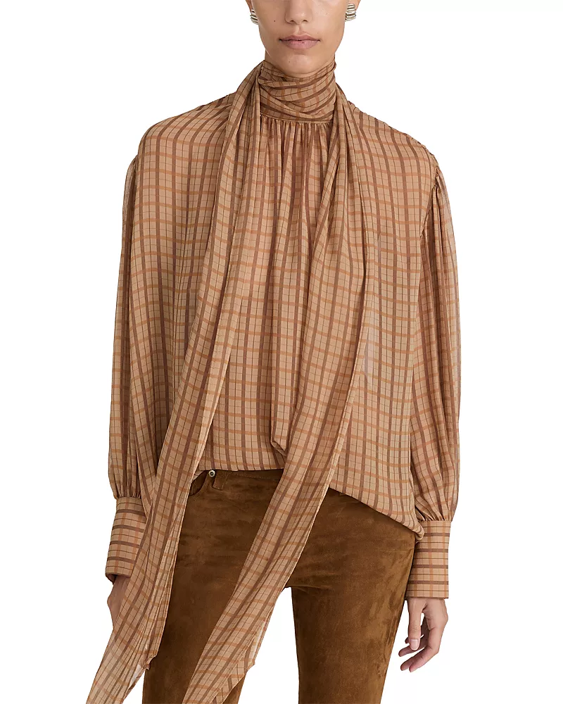 Frame The Lantern Silk Scarf Blouse