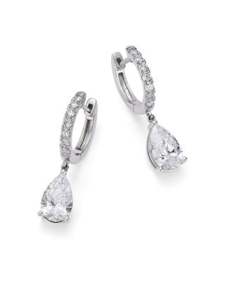 Bloomingdale's Fine Collection Luxe Collection Certified Lab Grown Diamond Pear Shaped Drop Earrings in 14K White Gold, 2.25 tcw