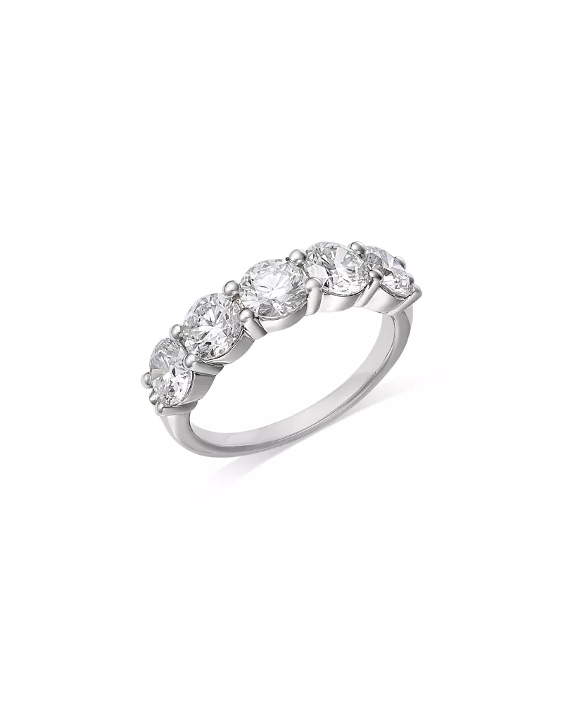 Bloomingdale's Fine Collection Luxe Collection Certified Lab Grown Diamond Five Stone Band in 14K White Gold, 2.5 tcw