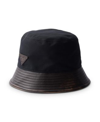  Technical Cotton and Leather Bucket Hat
