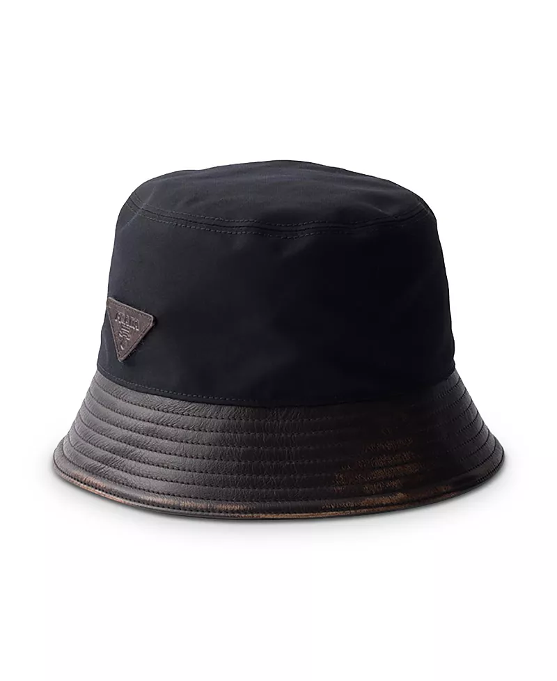 Prada Technical Cotton and Leather Bucket Hat