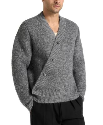 Dani Unisex Asymmetric Brushed Wool Knit Cardigan