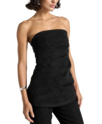 Laurena Suede Tacked Longline Bandeau Top