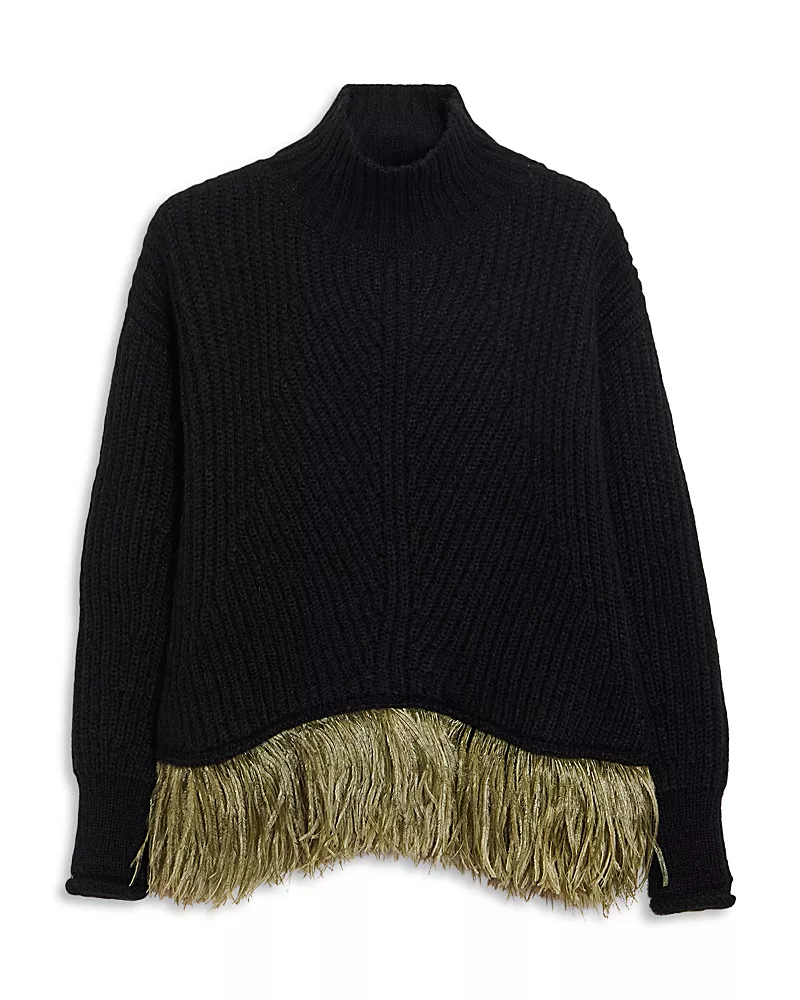 La DoubleJ High Kick Feather Trim Sweater