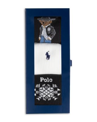 Holiday Tux Polo Bear Crew Socks Gift Box, Set of 3