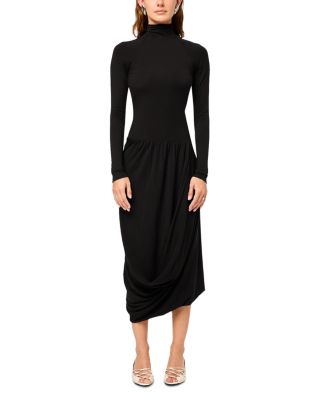 Open Back Draped Long Sleeve Dress