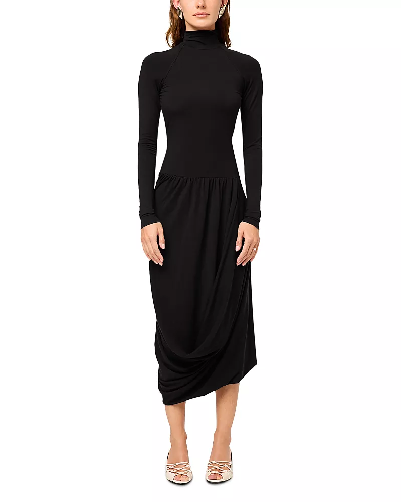 The Line by K Open Back Draped Long Sleeve Dress